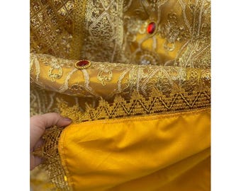 Thailändskt gyllene tyg - Skärpsjal, axelduksöverdrag bord säng soffa löpare för thailändsk/khmer brud brudklänning examen 40 cm x 200 cm