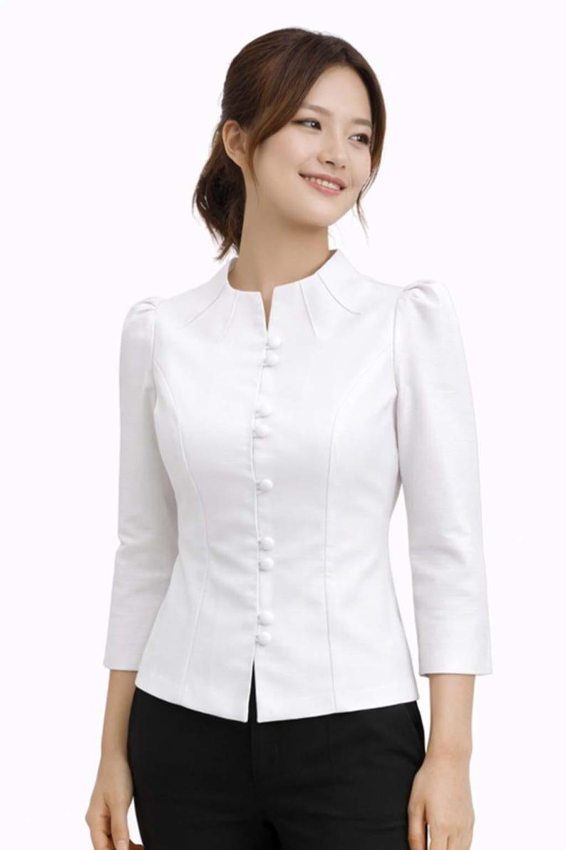 Thai Silk Shirt for Women White