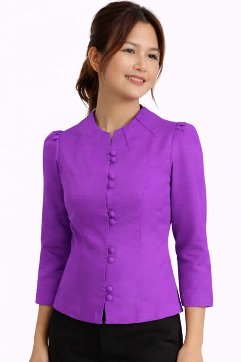 Thai Silk Shirt for Women Dark Purple