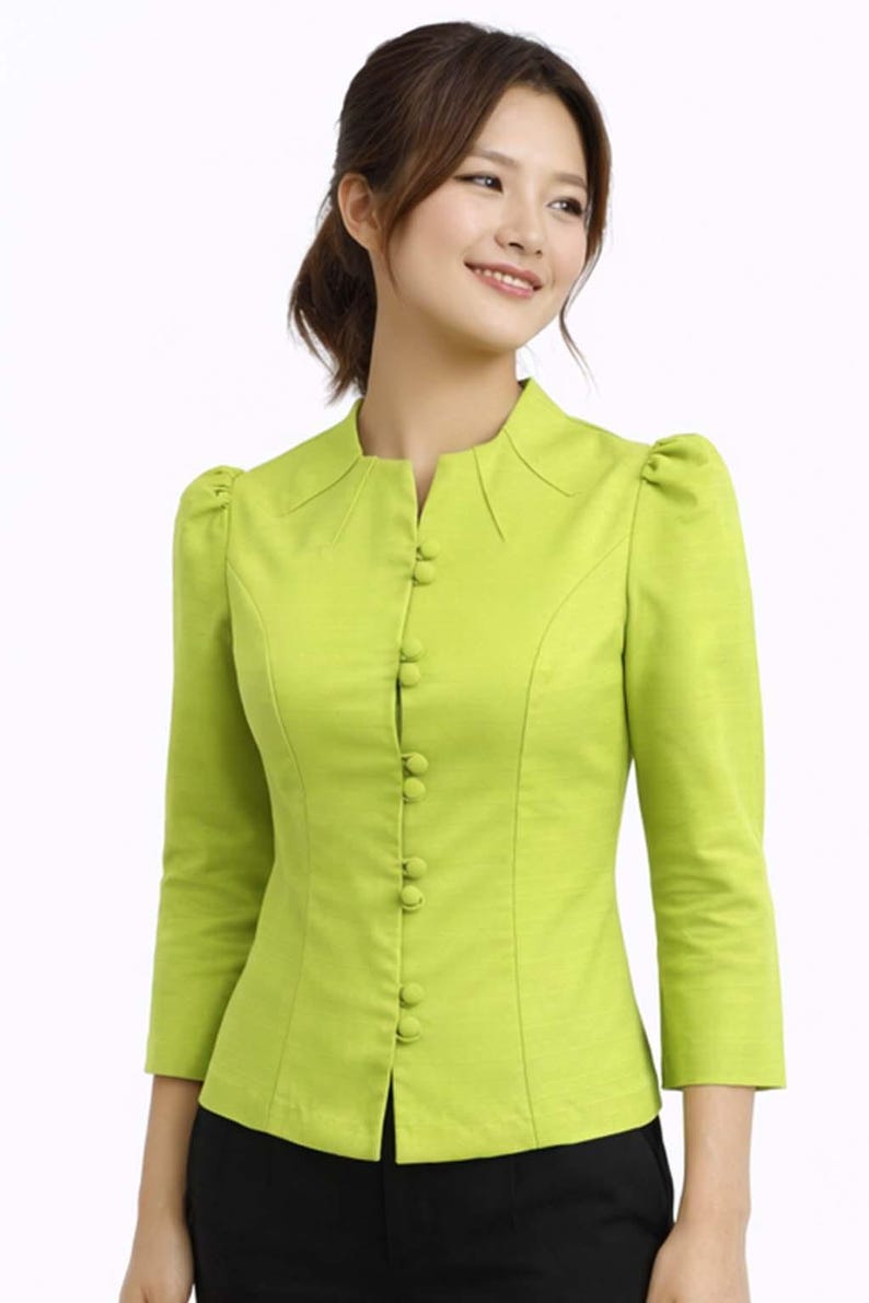 Thai Silk Shirt for Women Light Green