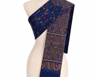 Traditional Thai Pattern "Sabai" Scarf Shawl Shoulder Cloth Wrap Drape 2 Meters Long - Cotton Fabric 35 Designs & Colors