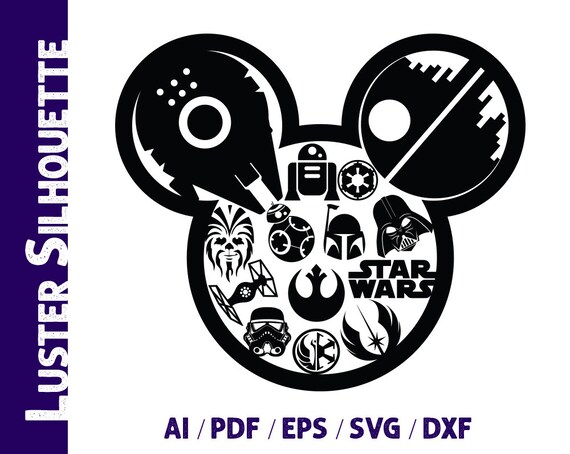 Star Wars Svg Star Wars Mickey Silhouette Star Wars Etsy