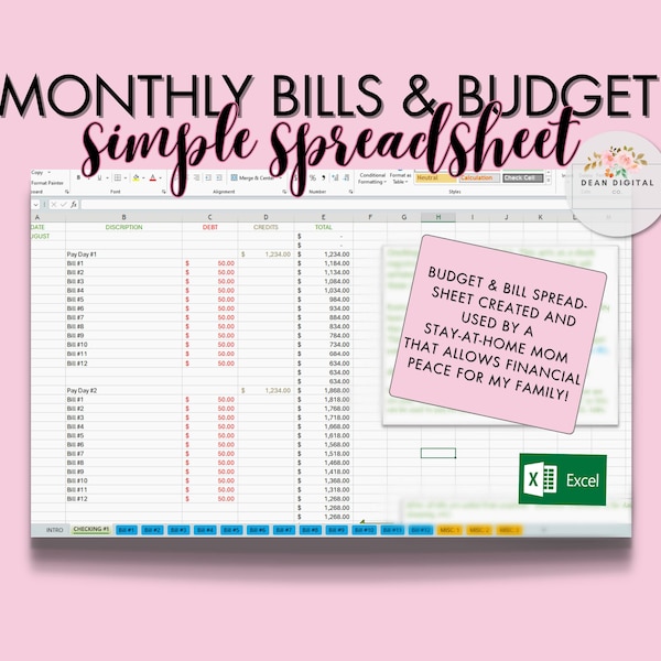 Paycheck Budget Spreadsheet Excel, EXCEL NEEDED to use, Budget by Paycheck, Budget Spreadsheet, biweekly budget spreadsheet