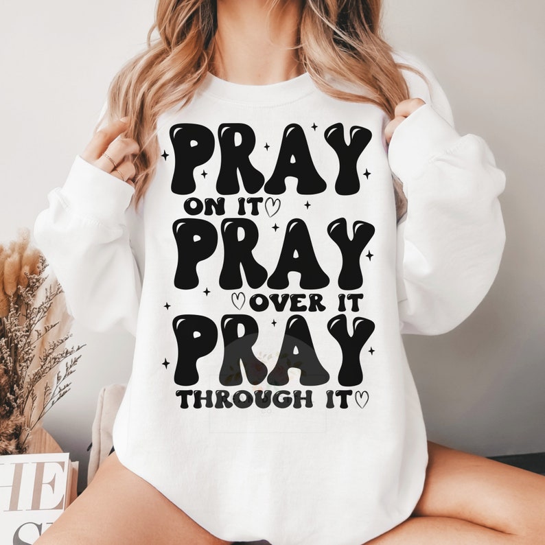SVG PNG Pray SVG Cutting File Funny Sublimation Design Retro Wavey Text Design Adult Humor Design Funny Quote Svg Inspirational Tshirt image 3