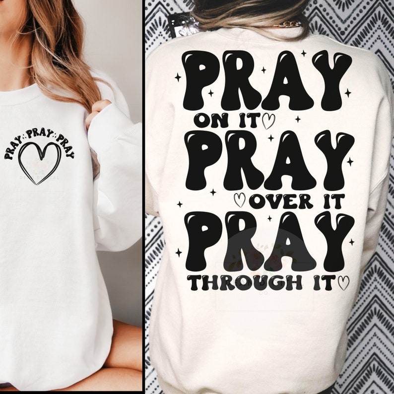 SVG PNG Pray SVG Cutting File Funny Sublimation Design Retro Wavey Text Design Adult Humor Design Funny Quote Svg Inspirational Tshirt image 2