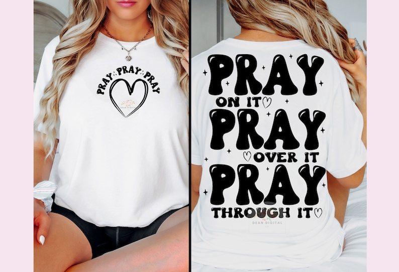 SVG PNG Pray SVG Cutting File Funny Sublimation Design Retro Wavey Text Design Adult Humor Design Funny Quote Svg Inspirational Tshirt image 1