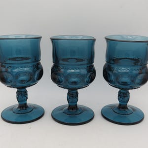 Indiana Glass Kings Crown Teal Goblets: Set of 2 or 3