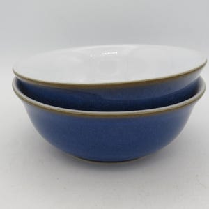 2 Denby Imperial Blue Cereal Bowls, Soup Bowls, Cobalt Blue, Denby Stoneware