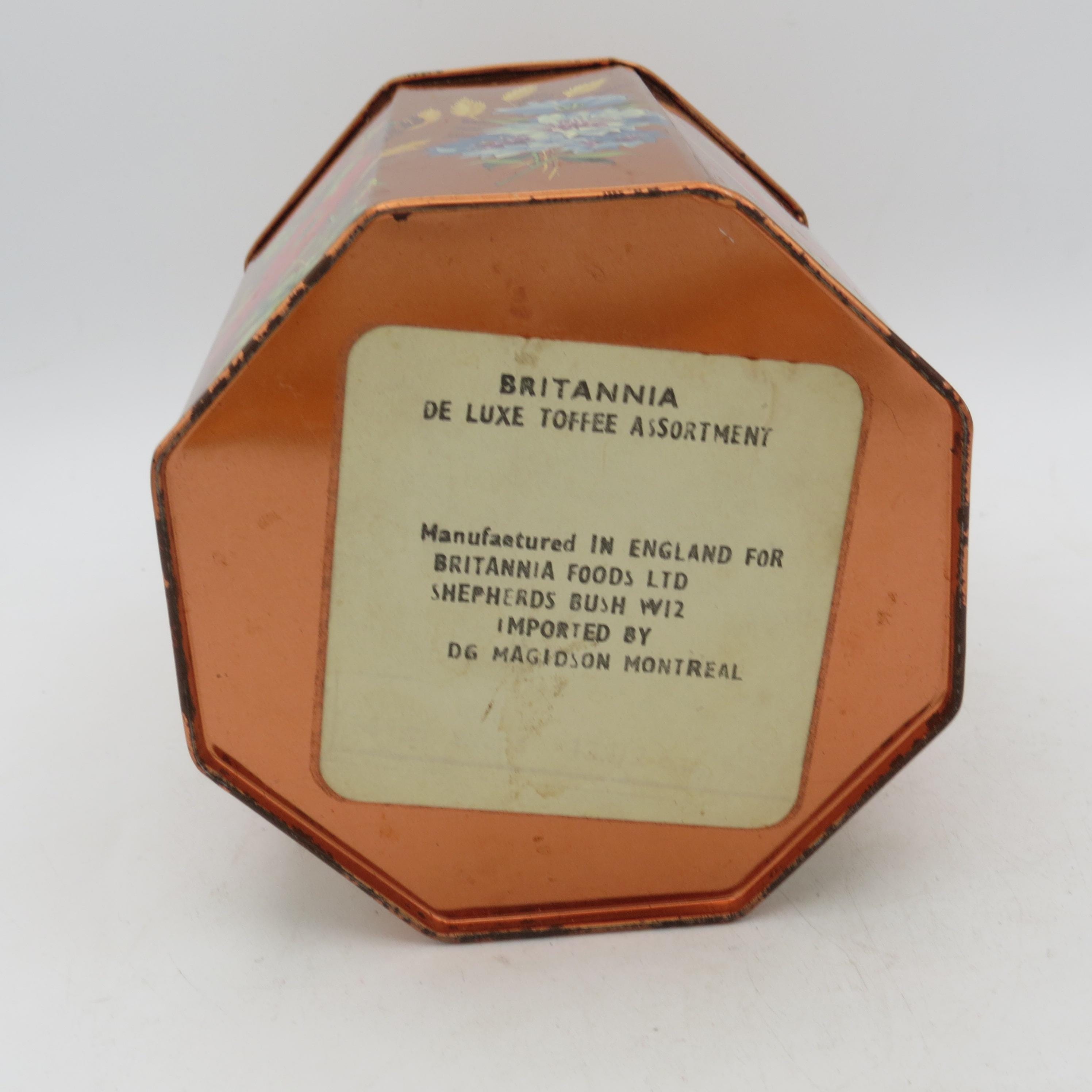 Vintage Copper Color Biscuit Tin: Floral Tea Caddy, Made in