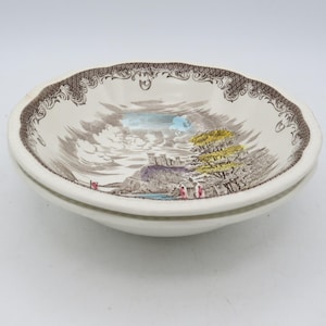 2 Kensington Shakespeares Sonnets Soup Bowls, Cereal Bowls, Brown Transferware Bowls