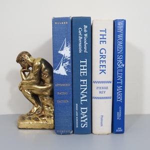 Vintage Blue and White Book Bundle: Decorative Books for Staging