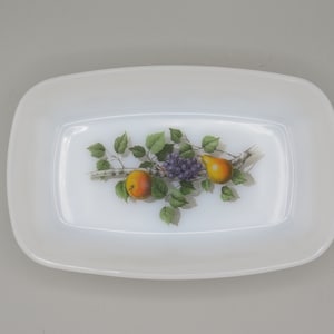 Arcopal Butter Dish, Fruits de France, Small Serving Dish, Rectangular, Made in France, Milk Glass