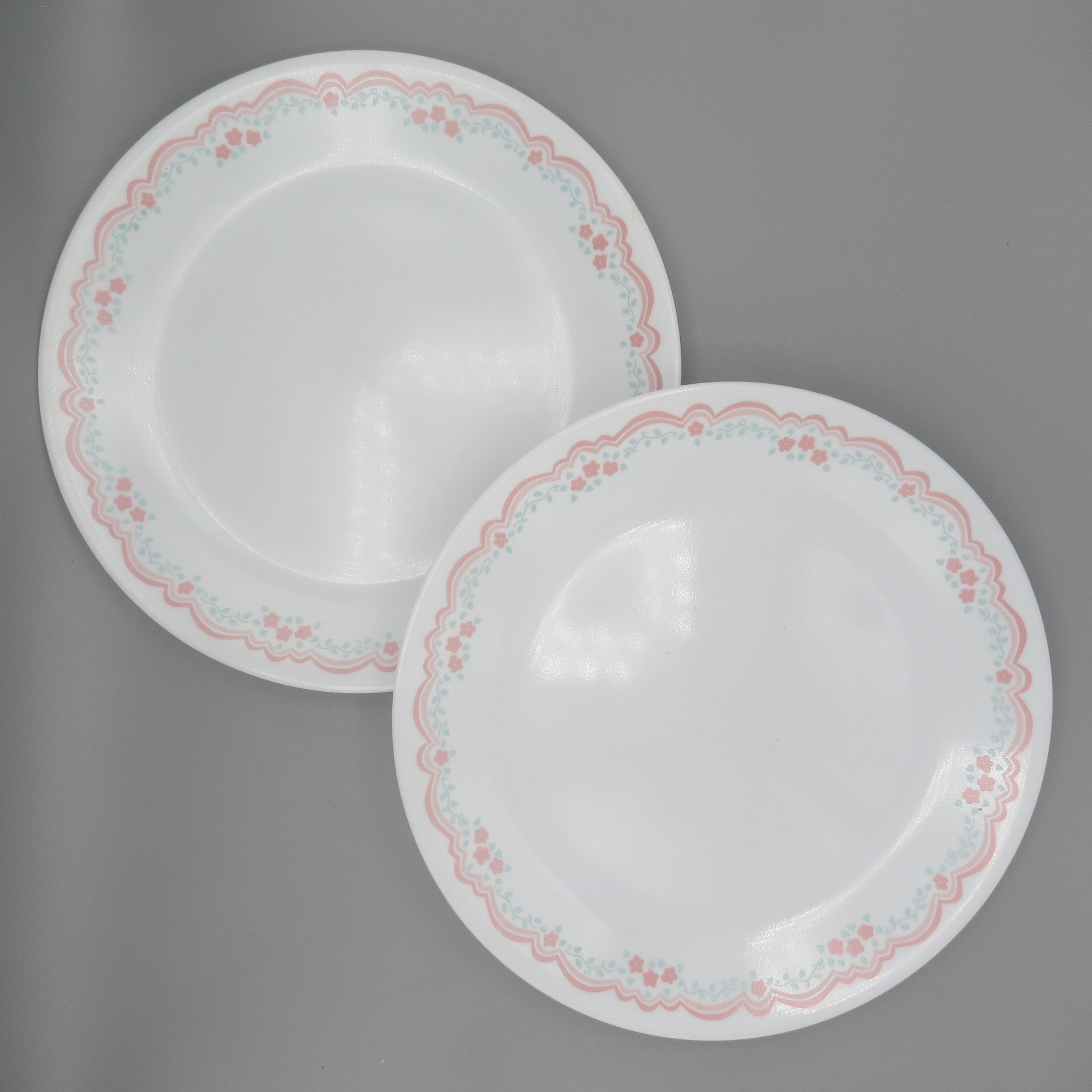 Corelle Lorraine Dinner Plates 10.25 set of 2 2 Sets Available Pink Flowers Pink Lines Green Leaves Corelle Dinnerware Etsy