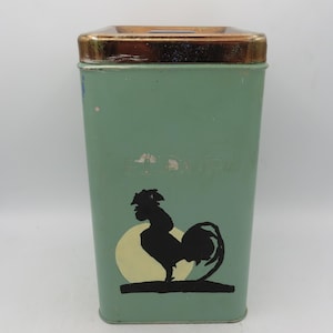 Vintage 1950s Garnerware Turquoise Metal Canister, Flour Canister