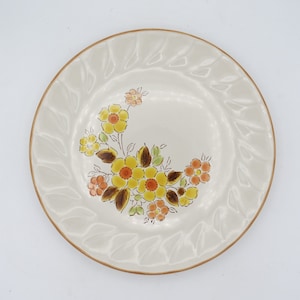 Hearthside Gaiety Stoneware Dinner Plates: Retro Floral Set of 2