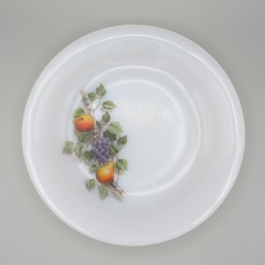 Arcopal Soup Bowl, 8.5&quot;, Pasta Bowl, Fruits de France, Made in France, Milk Glass