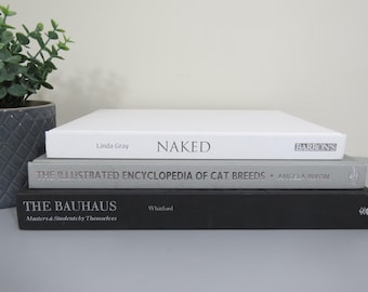 Neutral Decor Coffee Table Books: Black, Gray & White - Set of 3