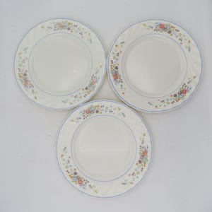 Lot De 3 Assiettes Plates Arcopal Victoria - Motif Petite Guirlande De Fleurs - Vintage - Occasion Bon état