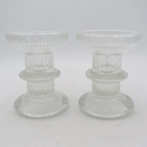Vintage Luminarc Nordic Glass Candleholders, Made in France, Glass Candlesticks, Set of 2, Wedding Decor, Pair of Candleholders