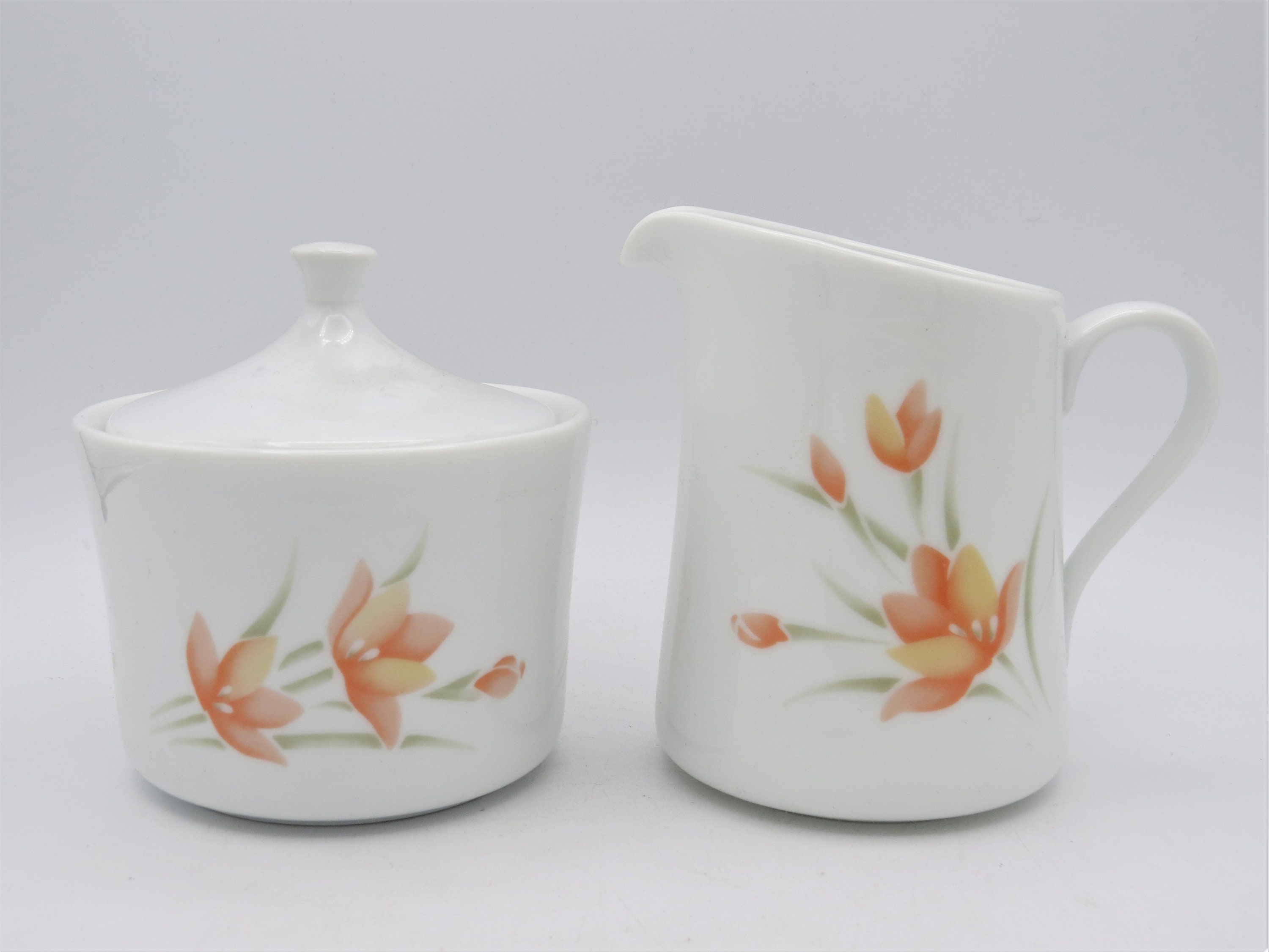 Corelle Peach Floral Creamer and Sugar Set Corning Corelle Etsy