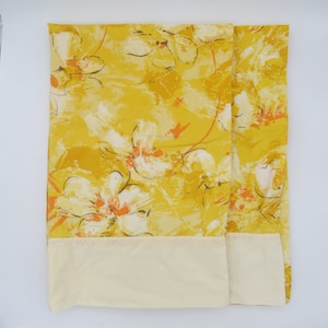 Vintage Pair of Yellow Floral Pillow Cases, Set of 2, Yellow, Orange, Standard Size, TexMade