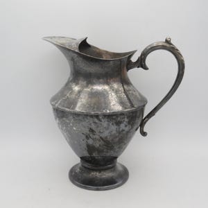 Vintage Silver Plate Water Pitcher, Victorian Plate Pitcher, 9&quot;, Silver Jug, Silver Vase