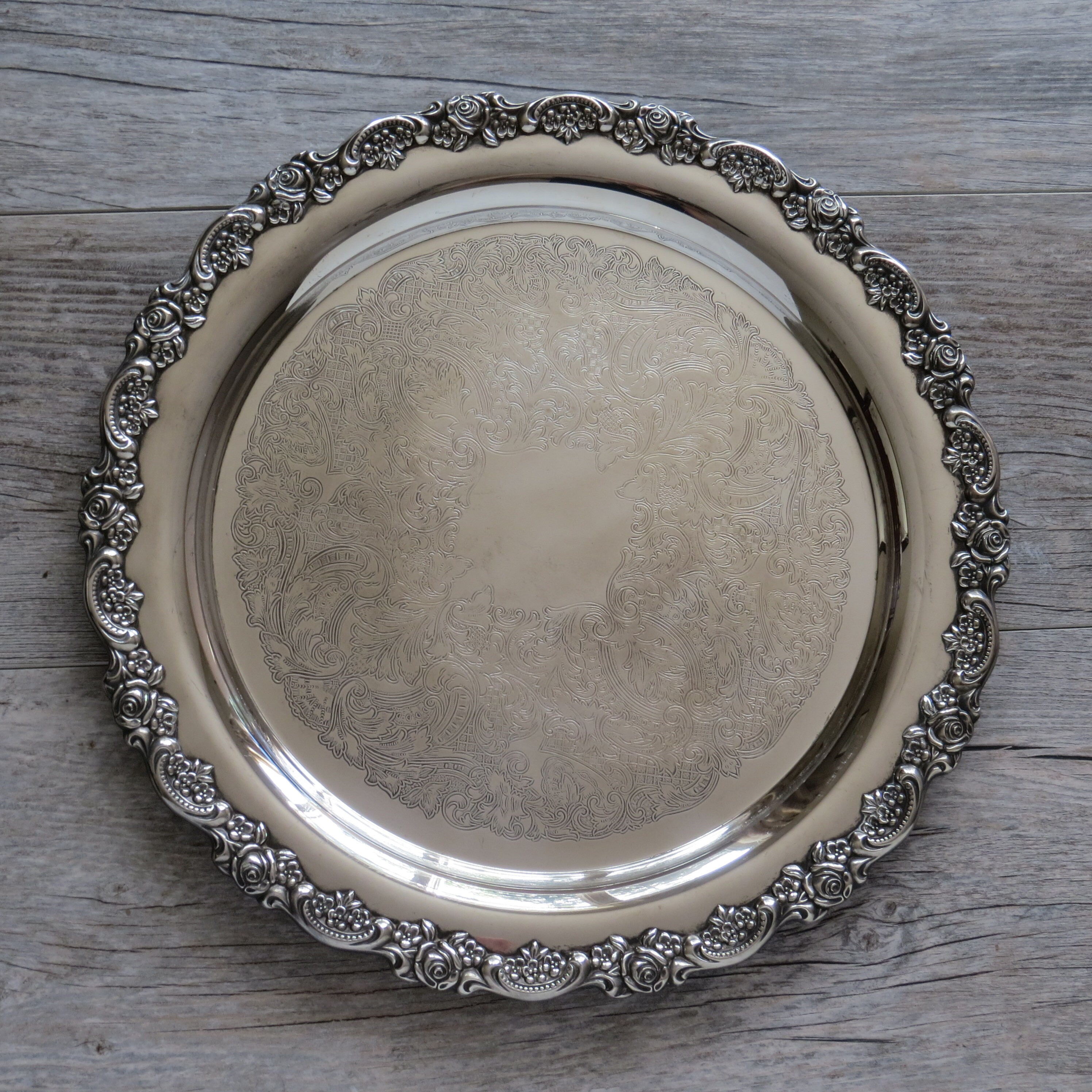 Home Décor Decorative Trays Vintage Round Serving Tray Oneida