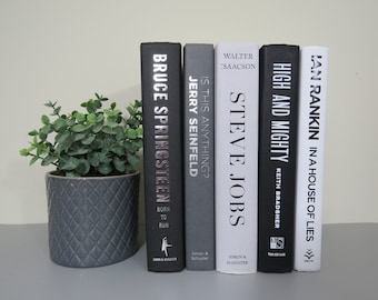 Black, Grey & White Book Stack: Decorative Books for Shelf Decor