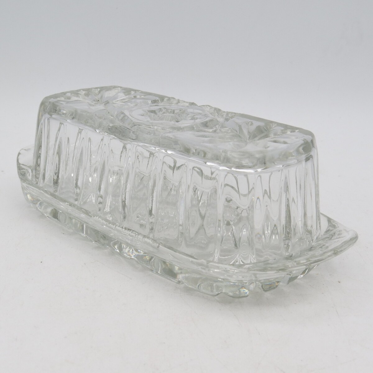 Vintage Glass Butter Dish With Lid, Clear Glass Butter Dish With Cover, Rectangular Butter Dish - Etsy