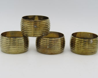 Brass Napkin Rings, Set of 4, Vintage Brass Napkin Rings