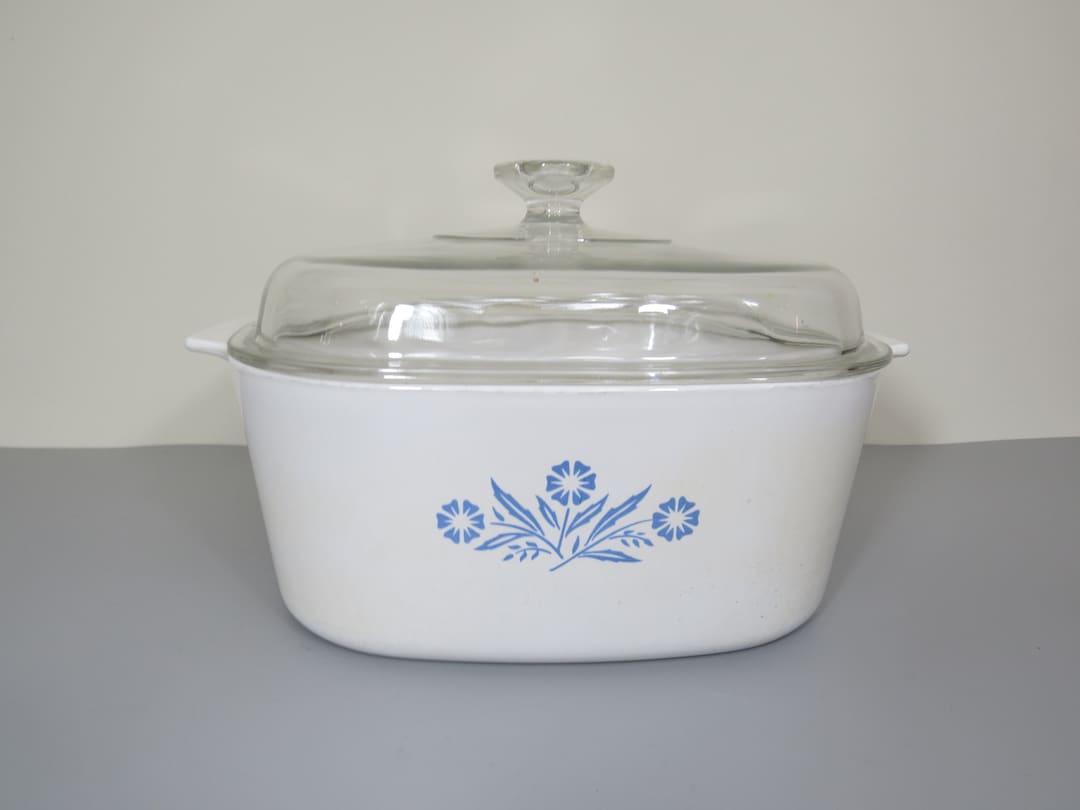 Vintage Corning Ware Blue Cornflower Dutch Oven - 5 Quart Casserole Dish With Lid