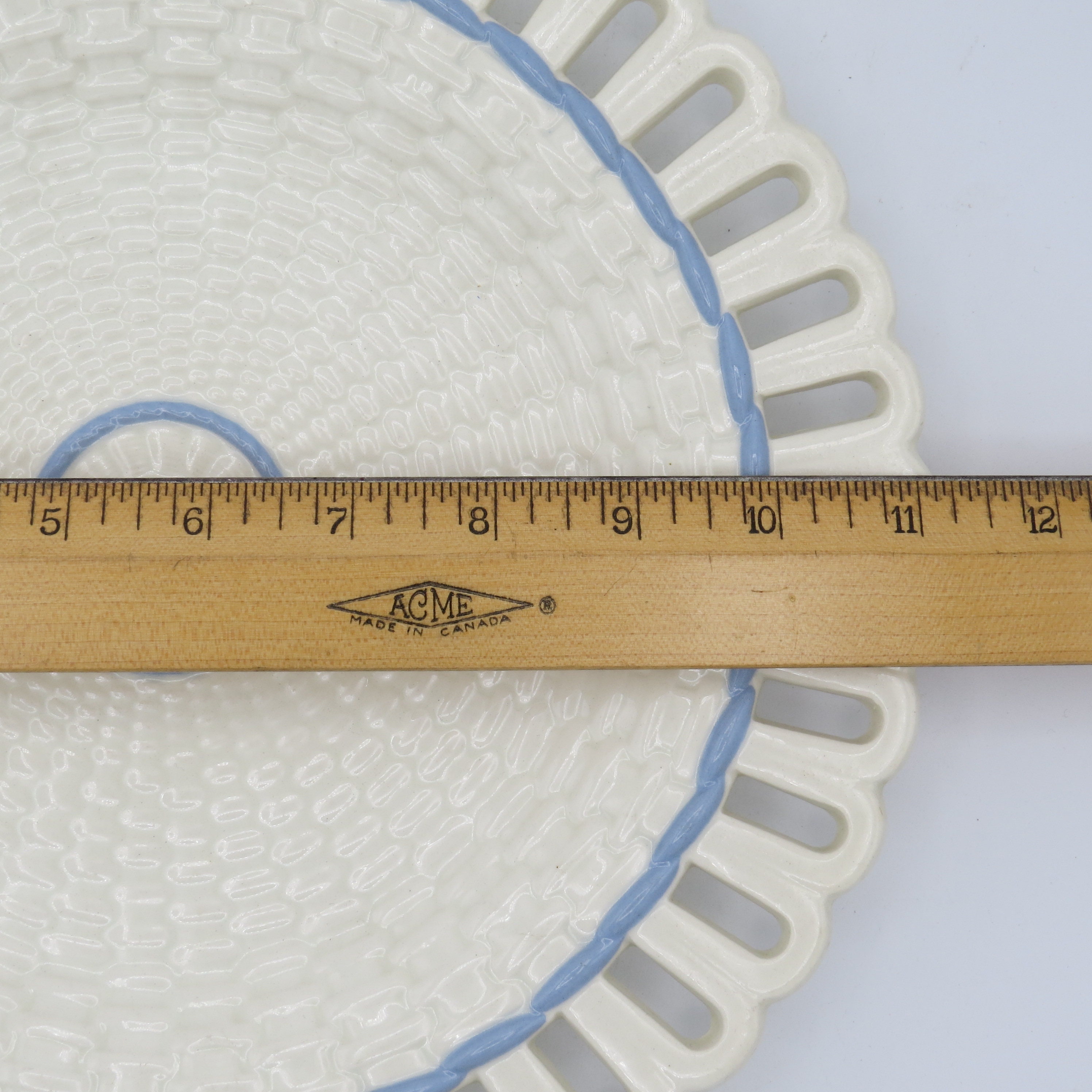 Wedgwood Basketweave Cream Plate 11 1 4 Blue Trim Etsy