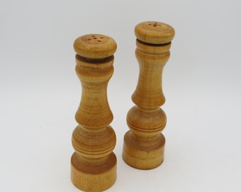 Vintage Wooden Salt and Pepper Shakers - 6.5"