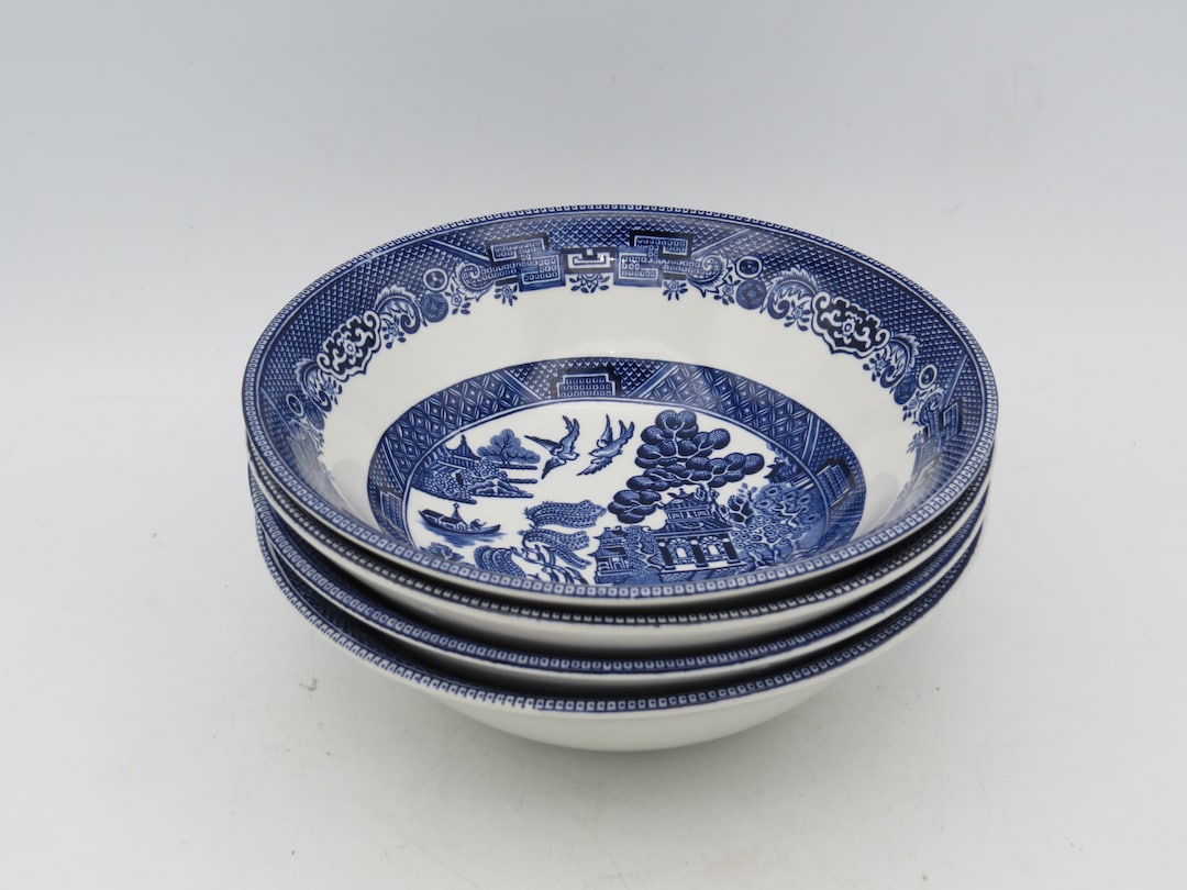 4 Johnson Brothers Blue Willow Cereal Bowls Soup Bowls Etsy