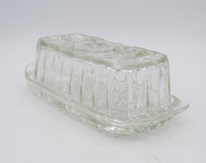 Vintage Glass Butter Dish With Lid, Clear Glass Butter Dish With Cover