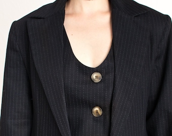 Custom made striped oversized single breasted blazer
