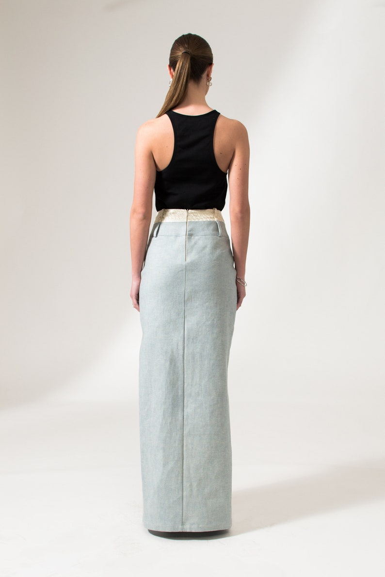 Denim maxi skirt