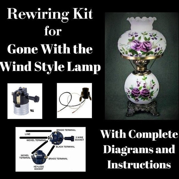 Gone-With-The-Wind Style Lamp Rewiring Kit for Vintage Lamp Repair