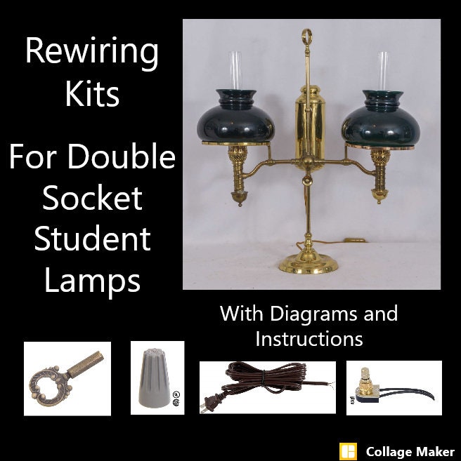 Lamp Wiring Kit-Make or Repair Old Lamps-Rewire a Vintage Lamp or Create a  Custom Light Fixture with Lamp Making Kit-Antique Brass Socket Set-12 Foot