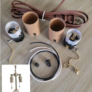 Kit de câblage bricolage pour réparation de table ou de lampadaire vintage à double chaîne