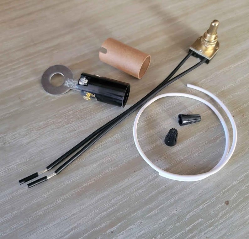 Floor Lamp Base Rewiring Kit: DIY Vintage Lamp Repair with Foot Switch image 2