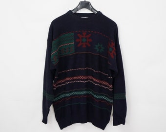 Vintage Tom Tino Crazy Pattern Sweater Sweater Size L (52) Knitwear Oldschool True Vintage 90s