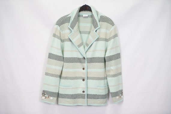 Veste Cardigan Femme Vintage LUCIA Années 1970 - Rouge & Noir - Taille 44 | Laine & Acrylique