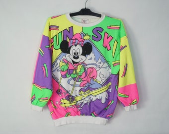 Vintage Disney Mickey Mouse Ski Jumper Sweater Size. S 80s sweater