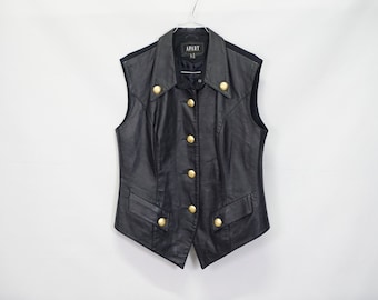 Vintage Apart Women's Leather Vest Waistcoat Gr. 44 80's 90's
