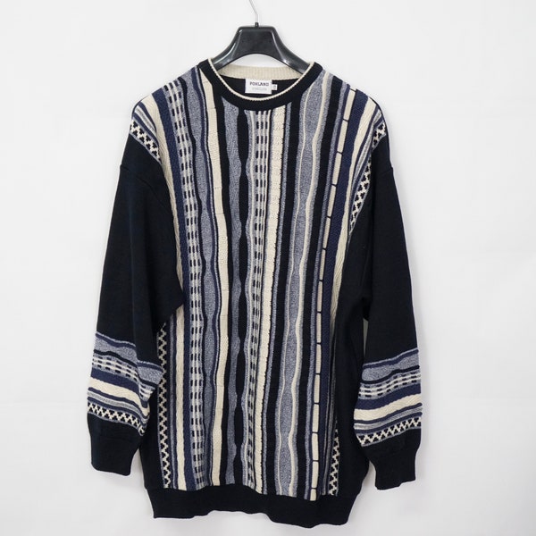 Vintage Pohland Crazy Pattern Pullover Sweater Gr. XXL Strickware Oldschool True Vintage 90s