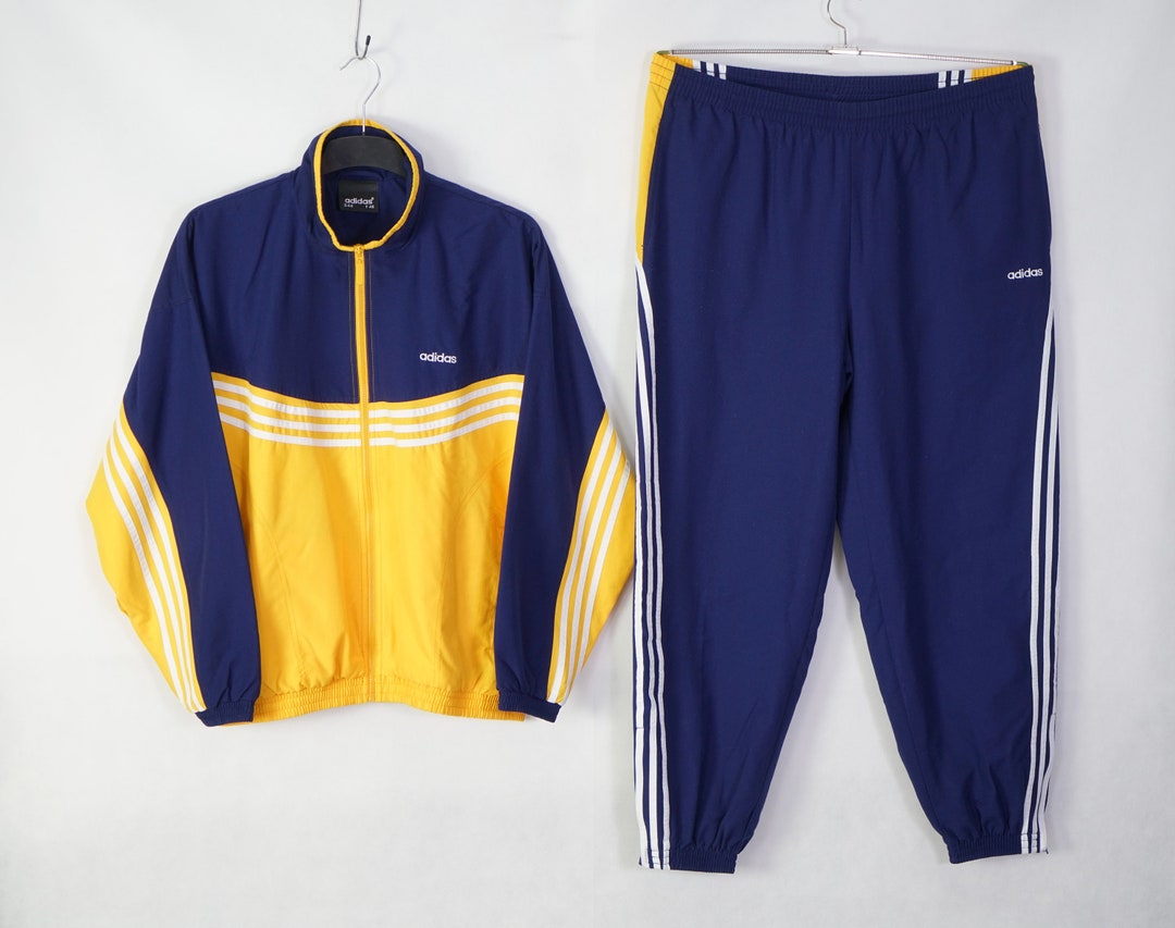 yellow and blue adidas tracksuit