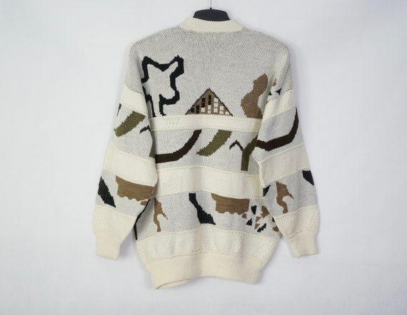 Vintage Bunte Crazy Pattern Pullover Gr. L Strick… - image 2