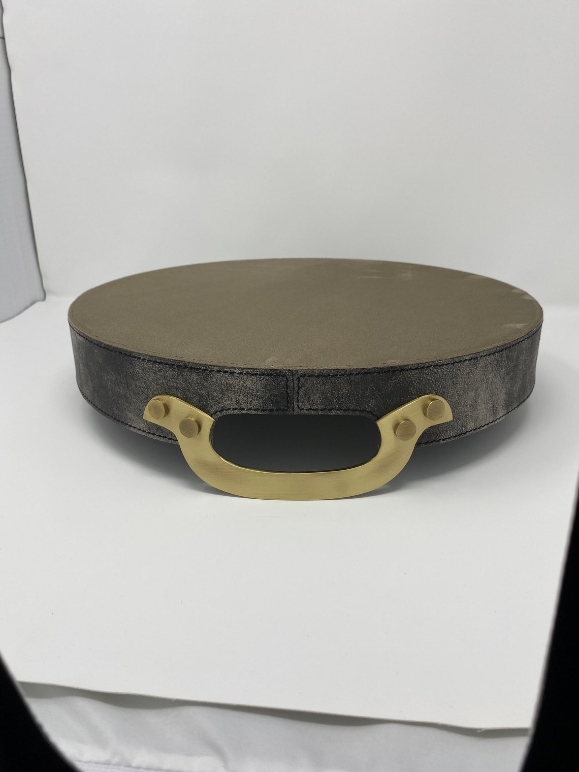 Luxury Genuine Leather Serving Tray with Brass Handles Etsy