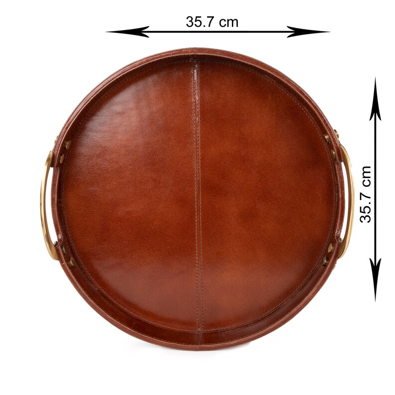 Luxury Genuine Leather Serving Tray With Handles Personalized Etsy